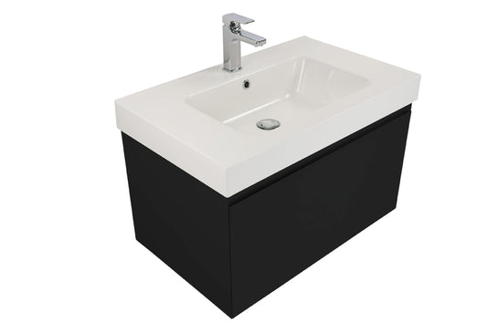 Kolum 750 Wall Hung Vanity in Gloss Black Vanity with Astra Basin