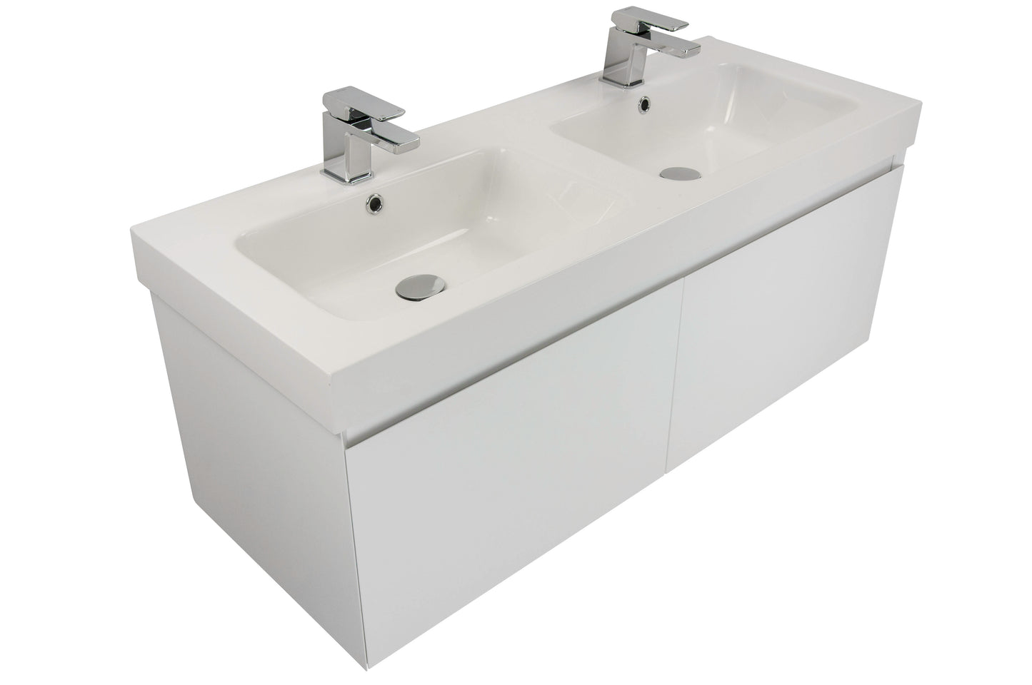 Kolum 1200 Wall Hung Vanity in Gloss White with Belle Double Basin