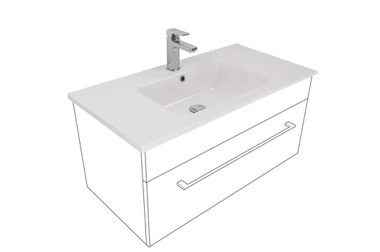 Citi 1200 Wall Hung  2 Drawer Vanity in Gloss White with Single Delgado Stonecast Basin