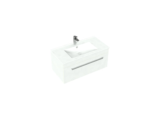 Punch 900 Wall Hung 1 Drawer Vanity in White Velvet with Frank StoneCast Basin