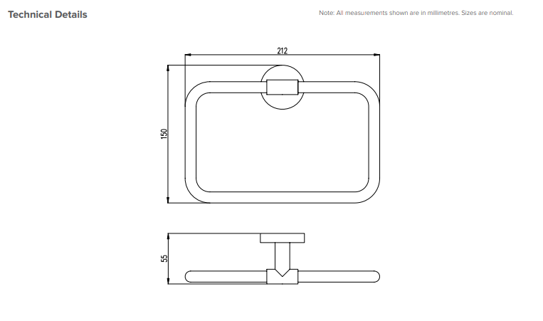 Rounded Towel Ring Matte White