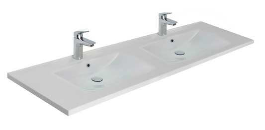 Kolum 1200 Wall Hung Vanity in Gloss White with Belle Double Basin