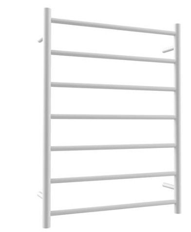 Round 7-Bar Heated Towel Rail 600mm- Matte White