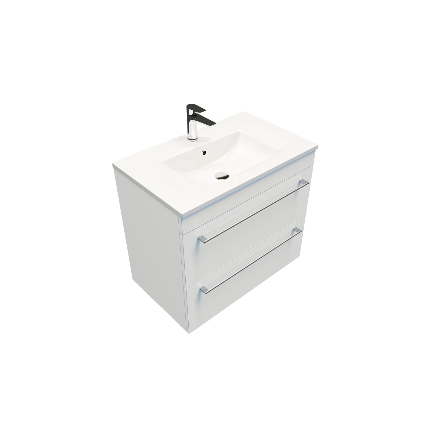 Citi 750 Wall Hung 2 Drawer Vanity in Gloss White with Vercelli Basin