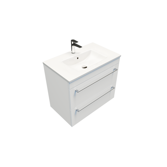 Citi 750 Wall Hung 2 Drawer Vanity in Gloss White with Vercelli Basin