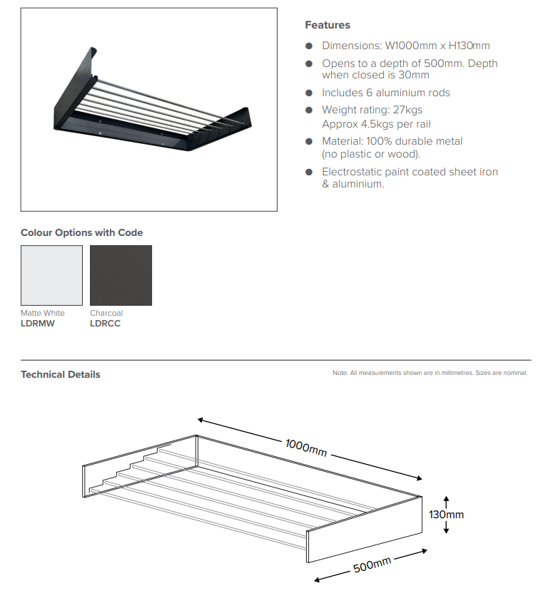 Laundry Drying Rack Matte White