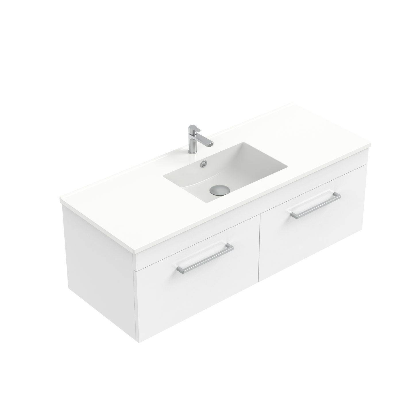 Citi 1200 Wall Hung 2 Drawer Vanity in Gloss White with Single Ari Stonecast Basin