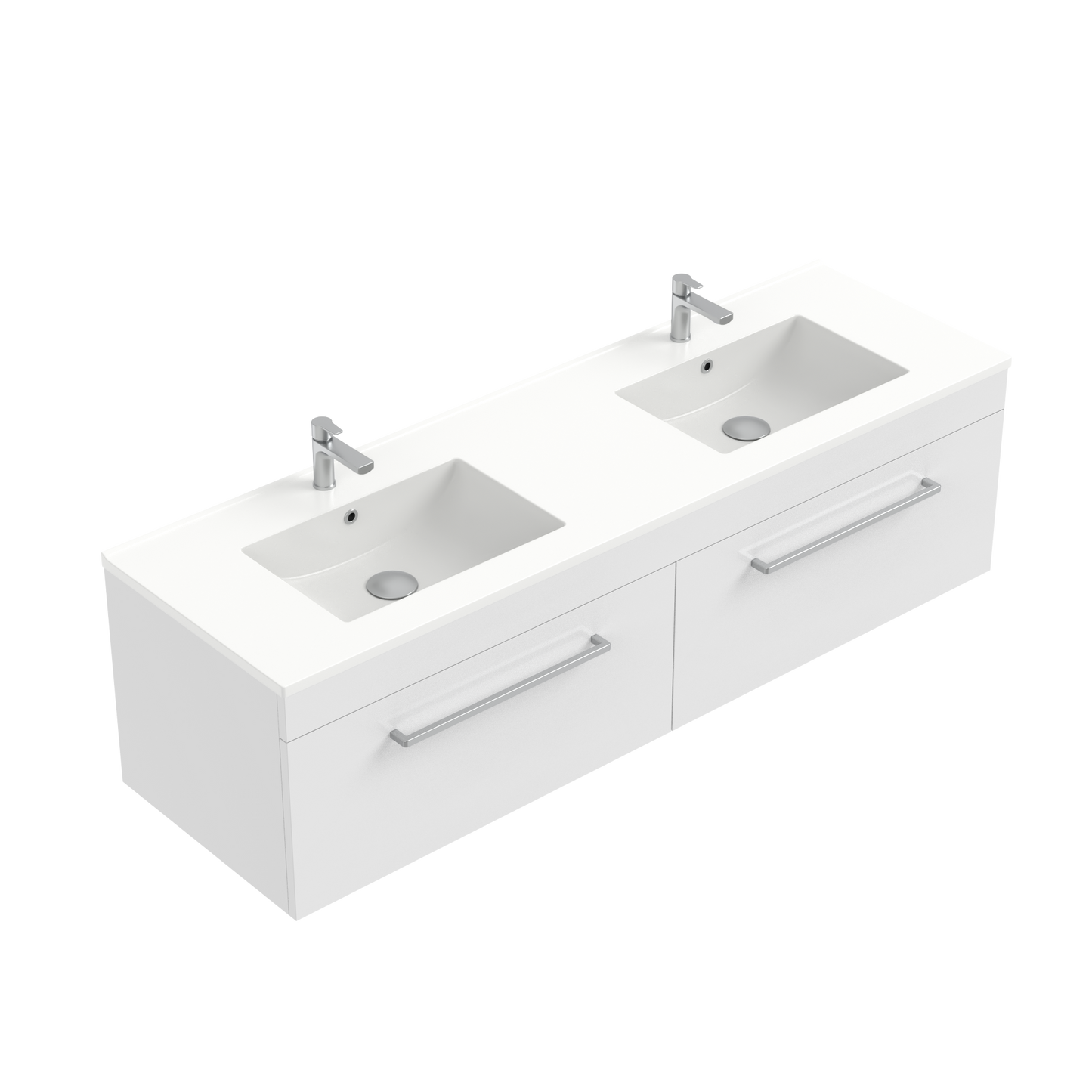 Citi 1500 Wall Hung 2 Drawer Vanity in Gloss White with Double Via Stonecast Basin