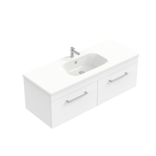 Citi 1200 Wall Hung Vanity in White with Ari Stonecast Basin