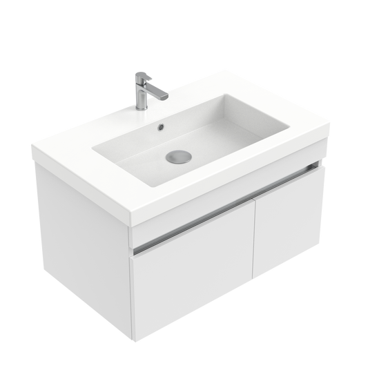 Lexa 750 Wall Hung Vanity in Gloss White with Vercelli Basin