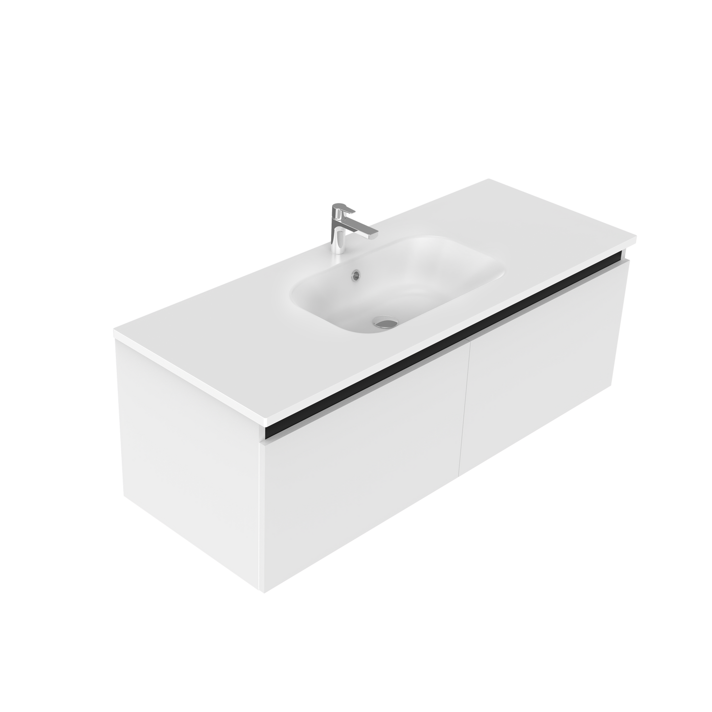 Oxley 1200 Wall Hung 2 Drawer Vanity in Snow White with Via Stonecast