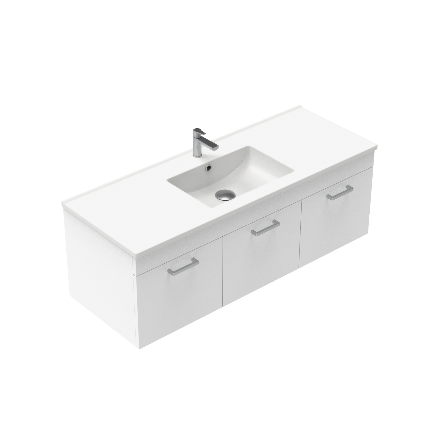 Qube 1200 Wall Hung Vanity in White with Ari Stonecast Basin