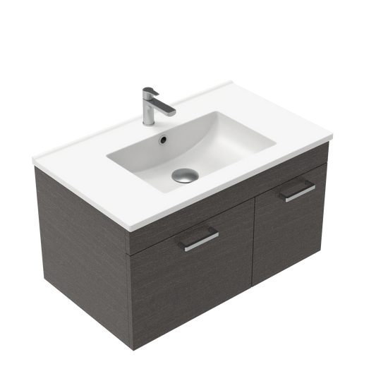 Qube 750 Wall Hung Vanity in Burnished Wood with Vercelli Basin