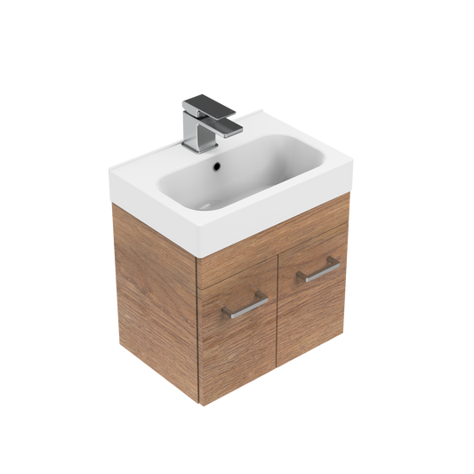 Rakaia 450 Wall Hung Vanity in Sweet Maple with Stonecast Basin with Overflow