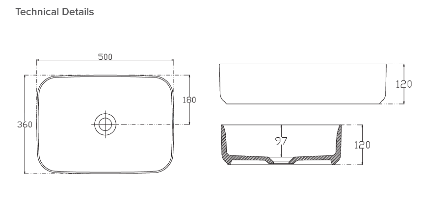 Toni Rectangular Vessel Basin - Gloss White