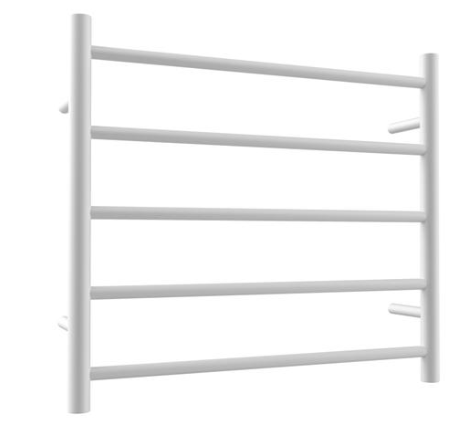 Round 5-Bar Heated Towel Rail  600mm- Matte White