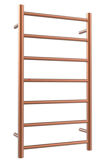 Round 7-Bar Heated Towel Rail 450mm - Brushed Copper