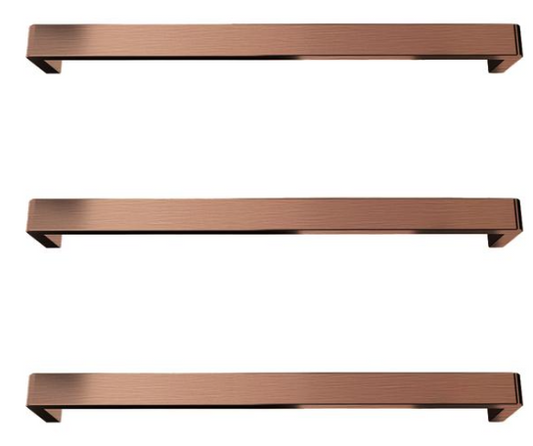 Square Rounded Edge Heated Towel Rail 432mm - Brushed Copper