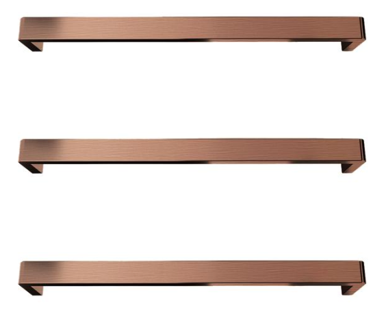 Square Rounded Edge Heated Towel Rail 632mm - Brushed Copper
