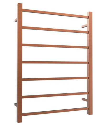 Square 7-Bar Heated Towel Rail 800 x 600mm - Brushed Copper