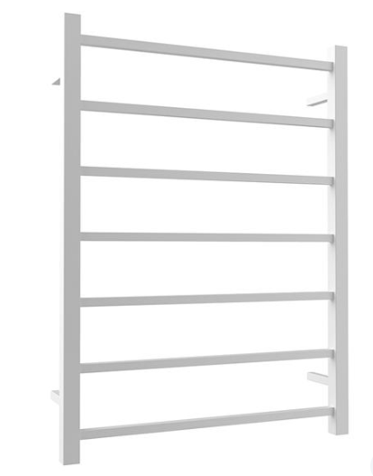 Square 7-Bar Heated Towel Rail 800 x 600mm - Matte White