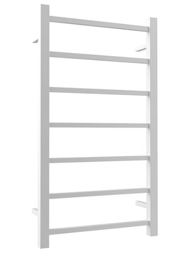 Square 7-Bar Heated Towel Rail 800 x 450mm - Matte White