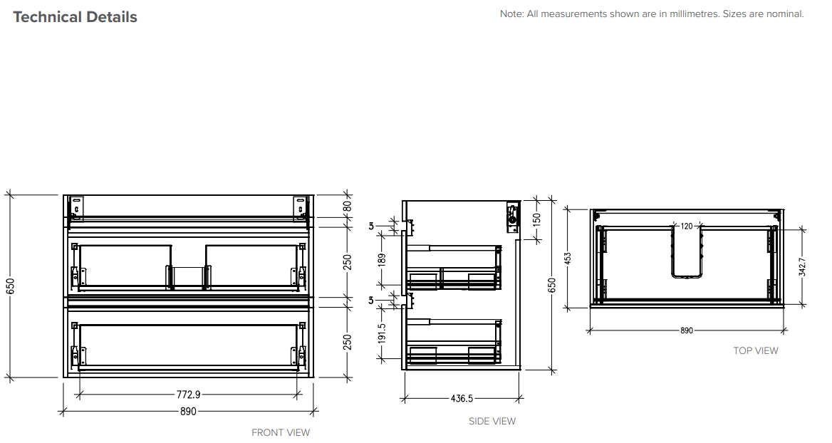 Brookfield 900 Wall Hung 2 Drawer in Californian Oak with Via Stonecast Basin