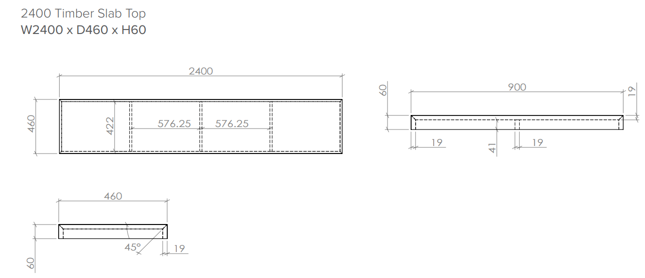 Milazzo Modular 2400 American Walnut Slab Top