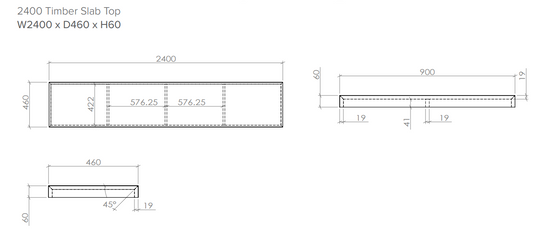 Milazzo Modular 2400 American Walnut Slab Top