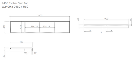 Milazzo Modular 2400 Dark Oak Slab Top