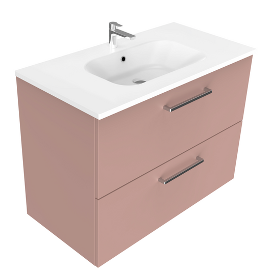 Harrow 900 Wall Hung 2 Drawer Vanity in Cherry Blossom with Vercelli Basin