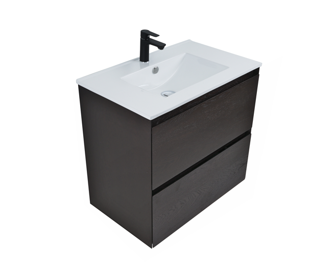 Dark Oak 750 Wall Hung 2 Drawer Vanity with China Basin