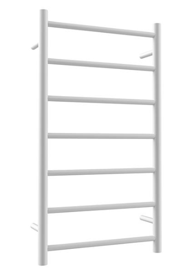 Round 7-Bar Heated Towel Rail 450mm- Matte White